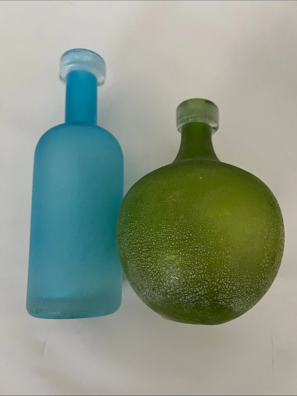 West Elm Frosted Blue and Green Glass Vases